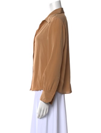 Saint Laurent Silk Long Sleeve Button-Up Top