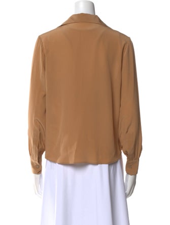 Saint Laurent Silk Long Sleeve Button-Up Top