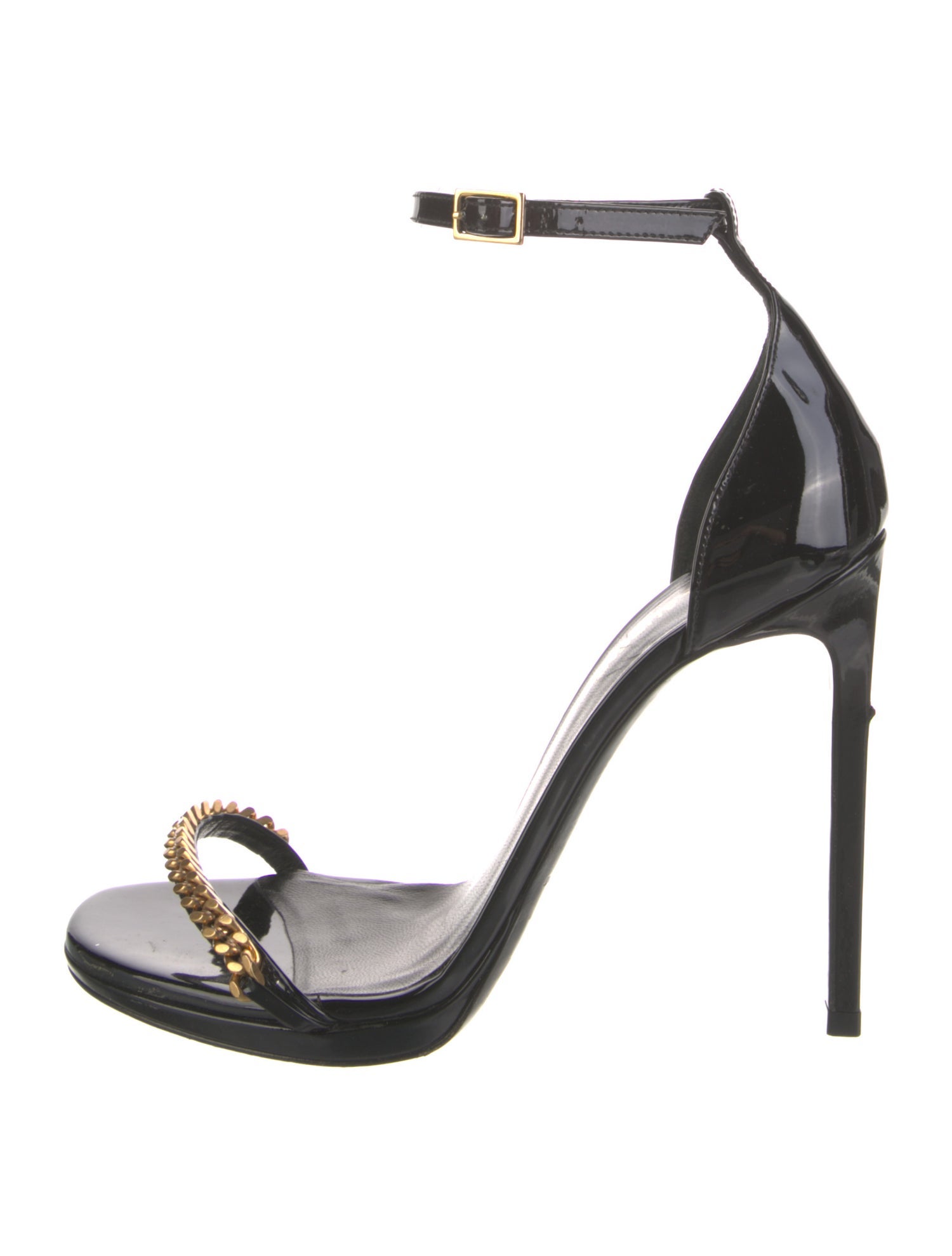 Saint Laurent Patent Leather Chain-Link Accents Sandals