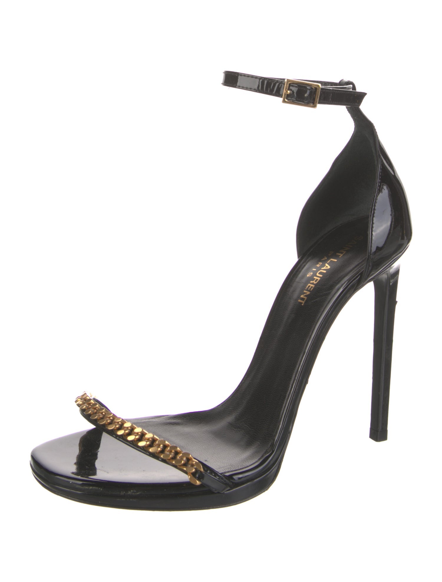 Saint Laurent Patent Leather Chain-Link Accents Sandals
