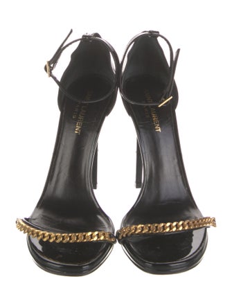 Saint Laurent Patent Leather Chain-Link Accents Sandals