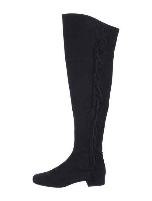 Saint Laurent Suede Fringe Trim Accent Boots