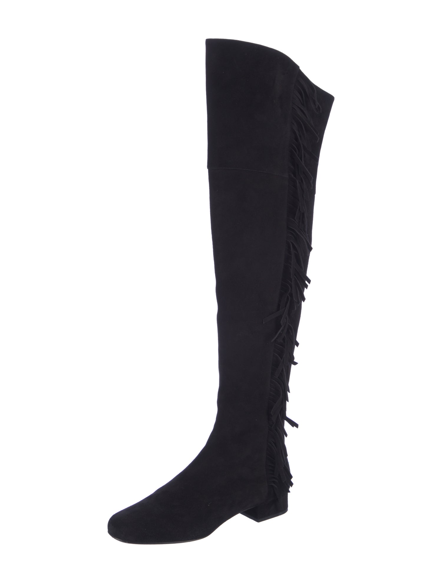 Saint Laurent Suede Fringe Trim Accent Boots