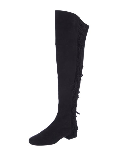 Saint Laurent Suede Fringe Trim Accent Boots