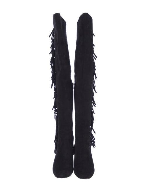 Saint Laurent Suede Fringe Trim Accent Boots