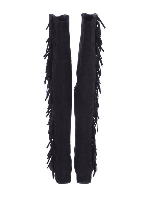 Saint Laurent Suede Fringe Trim Accent Boots