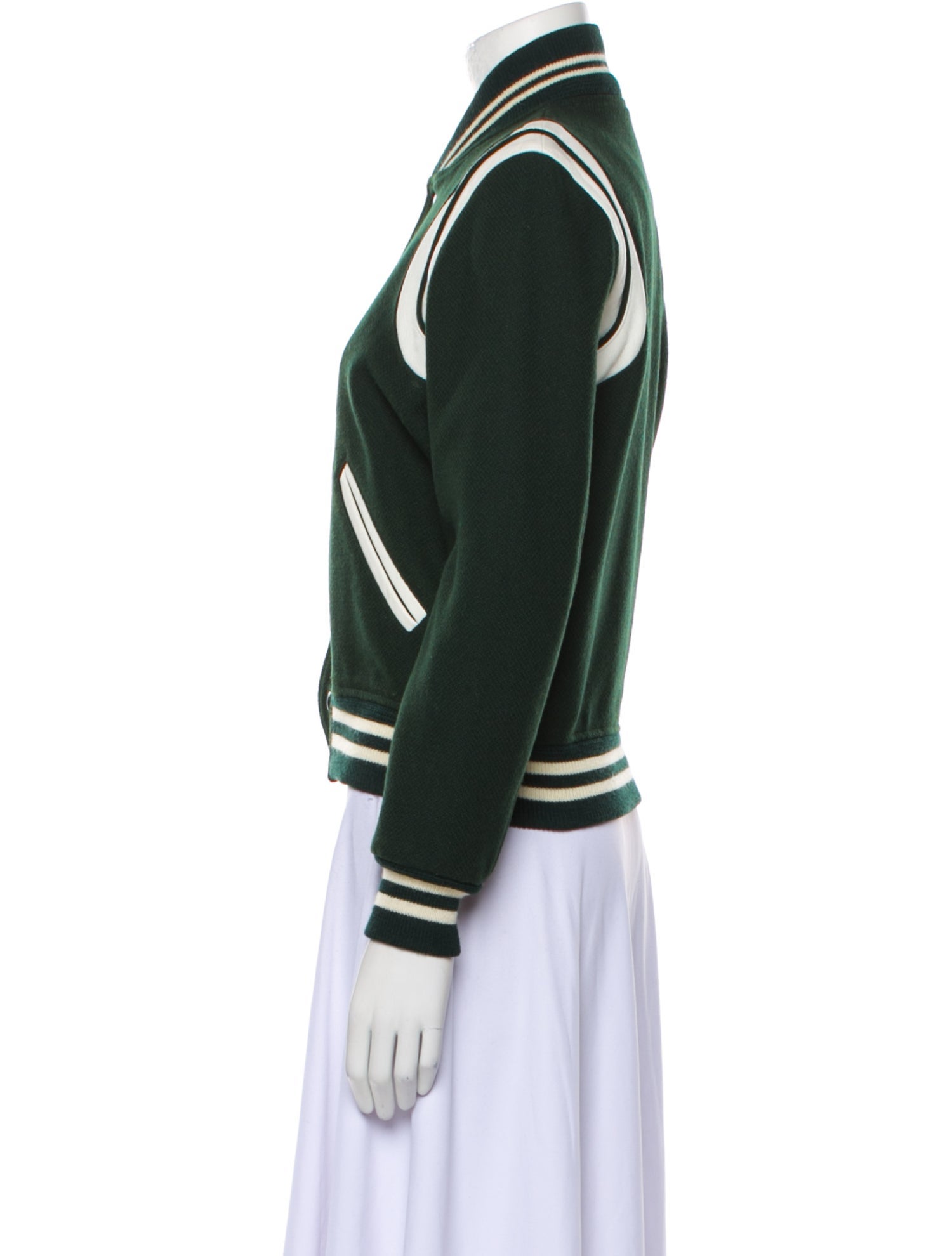 Saint Laurent Wool Colorblock Pattern Bomber Jacket