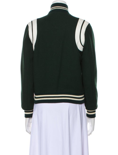 Saint Laurent Wool Colorblock Pattern Bomber Jacket