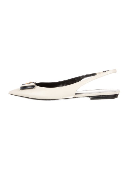 Saint Laurent Leather Bow Accents Slingback Flats
