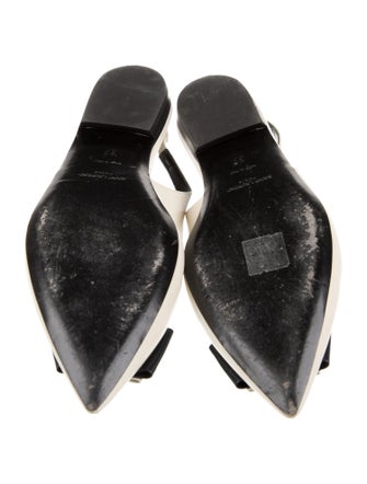 Saint Laurent Leather Bow Accents Slingback Flats
