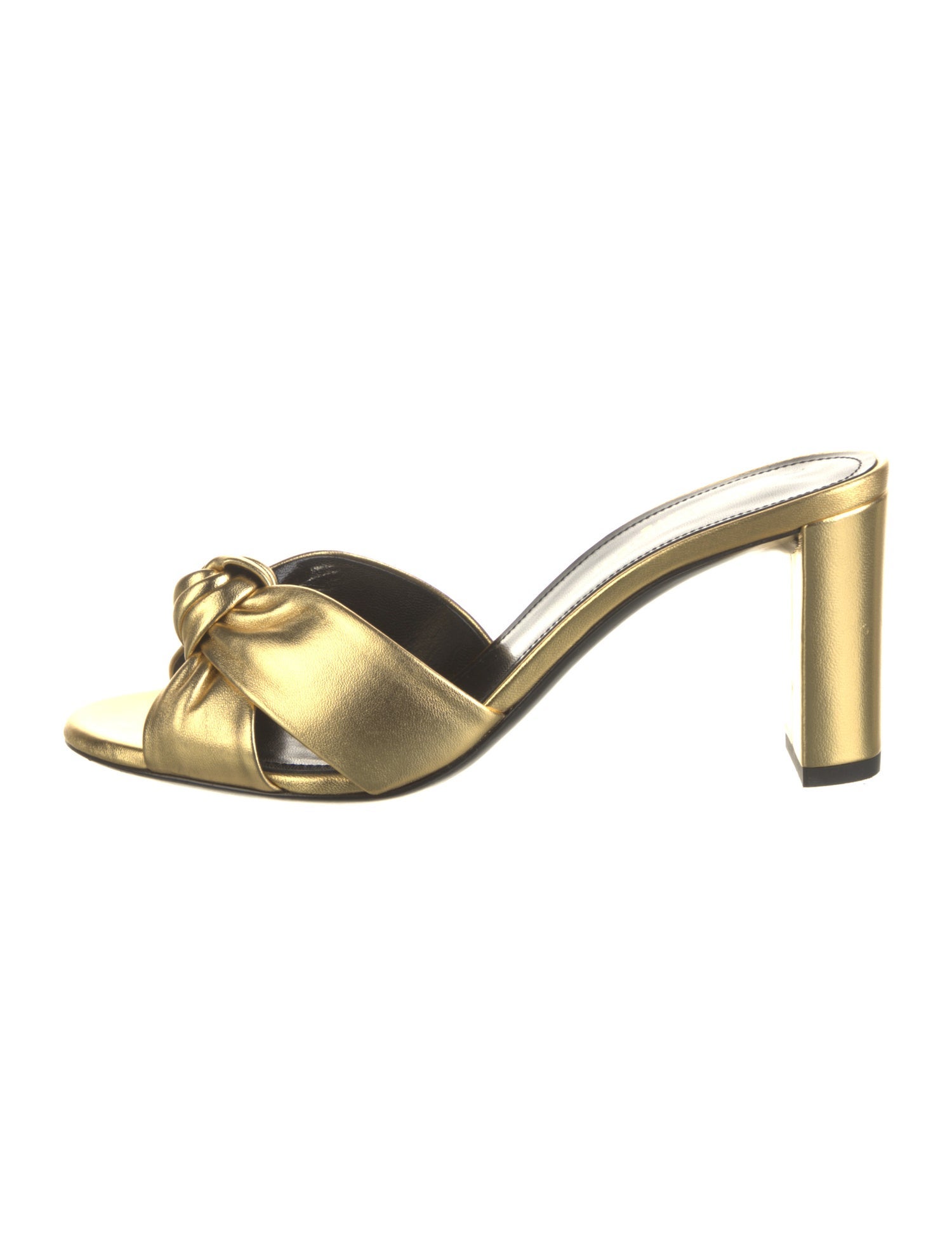 Saint Laurent Leather Pleated Accents Slides