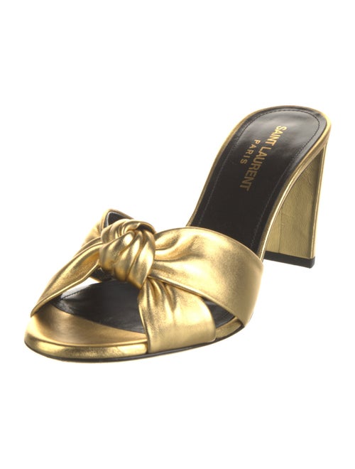 Saint Laurent Leather Pleated Accents Slides