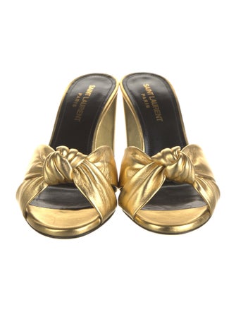 Saint Laurent Leather Pleated Accents Slides