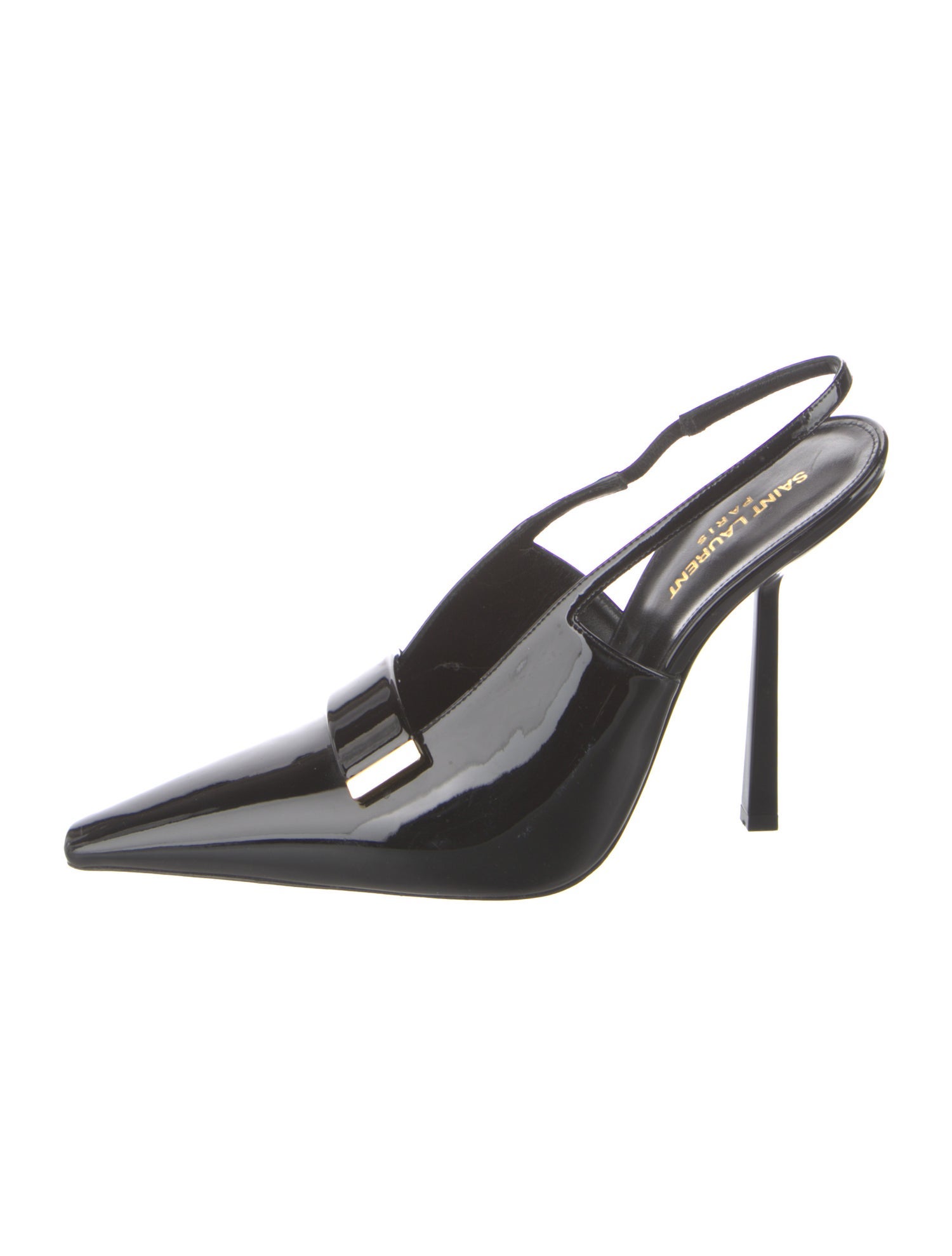 Saint Laurent Patent Leather Cutout Accent Slingback Pumps