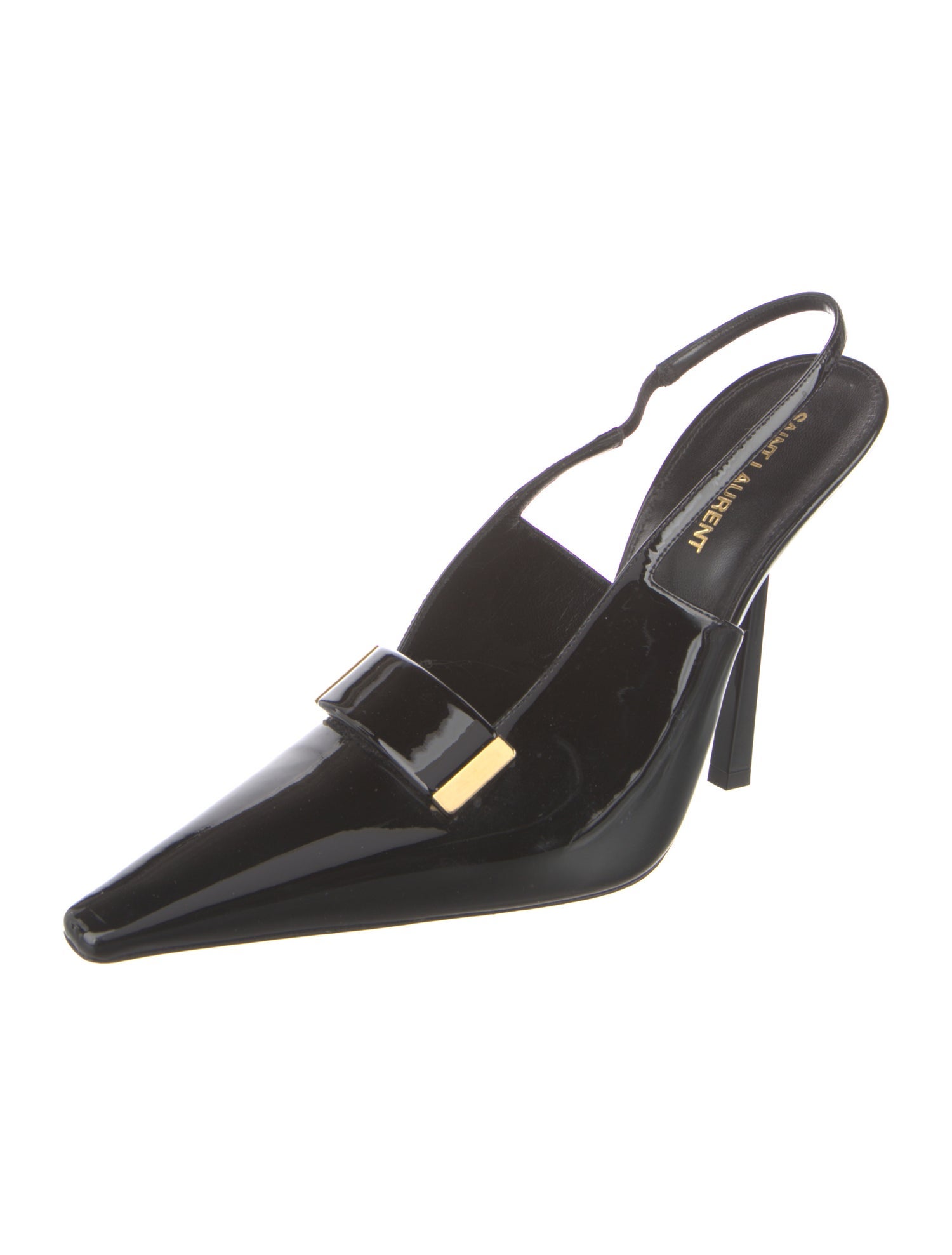 Saint Laurent Patent Leather Cutout Accent Slingback Pumps