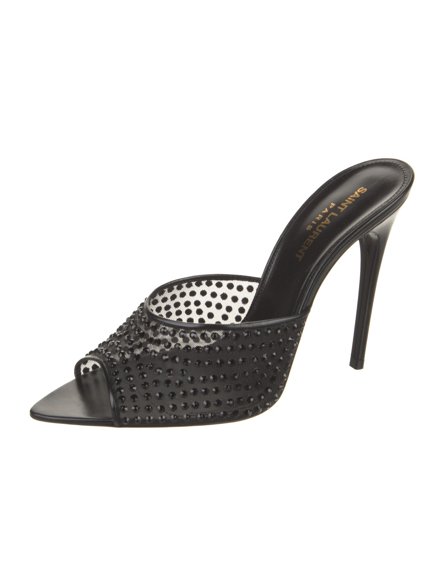 Saint Laurent Mesh Crystal Embellishments Slides