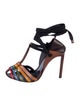 Saint Laurent Leather Colorblock Pattern T-Strap Pumps