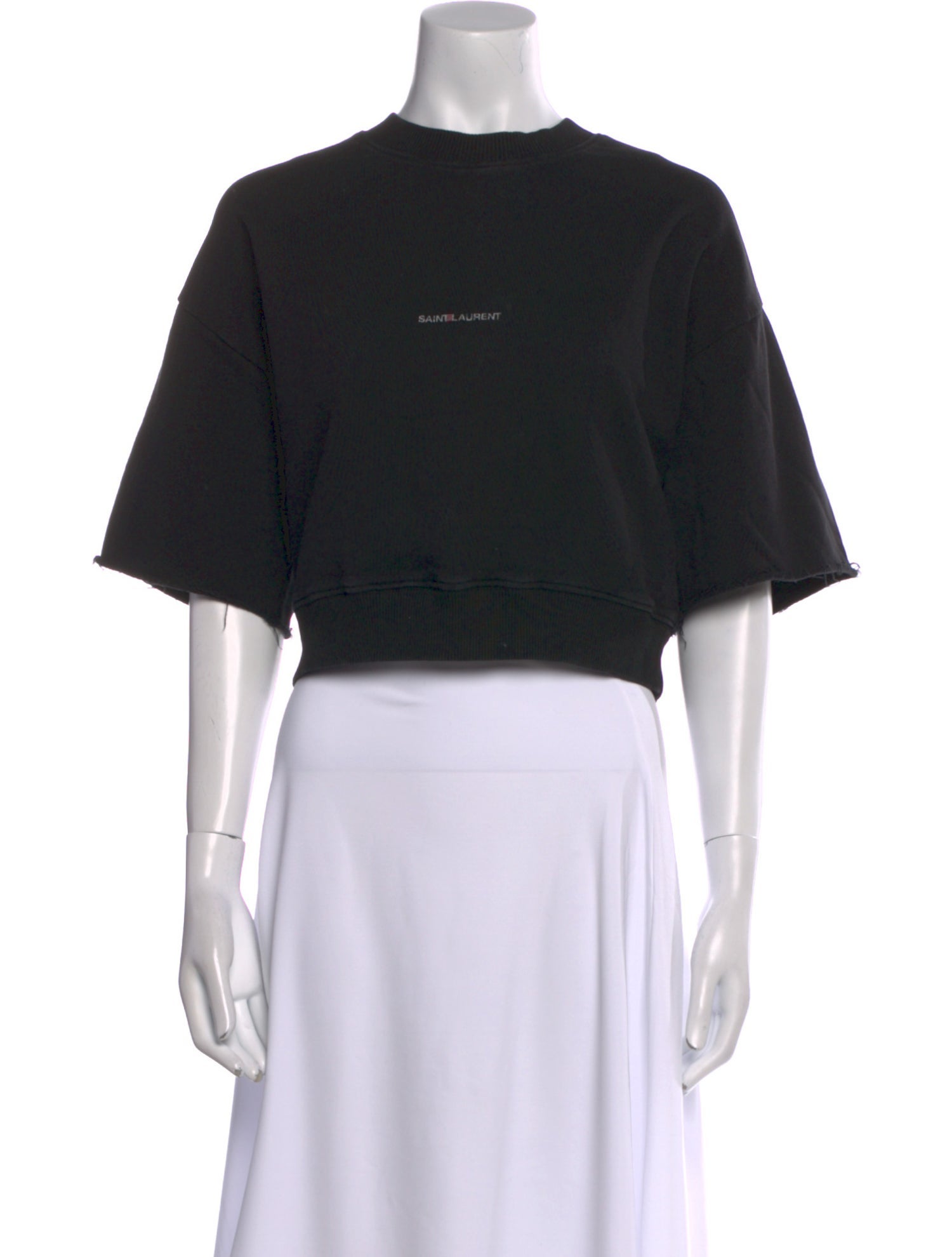 Saint Laurent Crew Neck Short Sleeve Crop Top