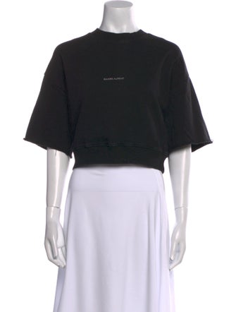 Saint Laurent Crew Neck Short Sleeve Crop Top