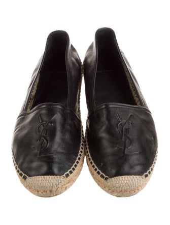 Saint Laurent Leather Whipstitch Trim Espadrilles