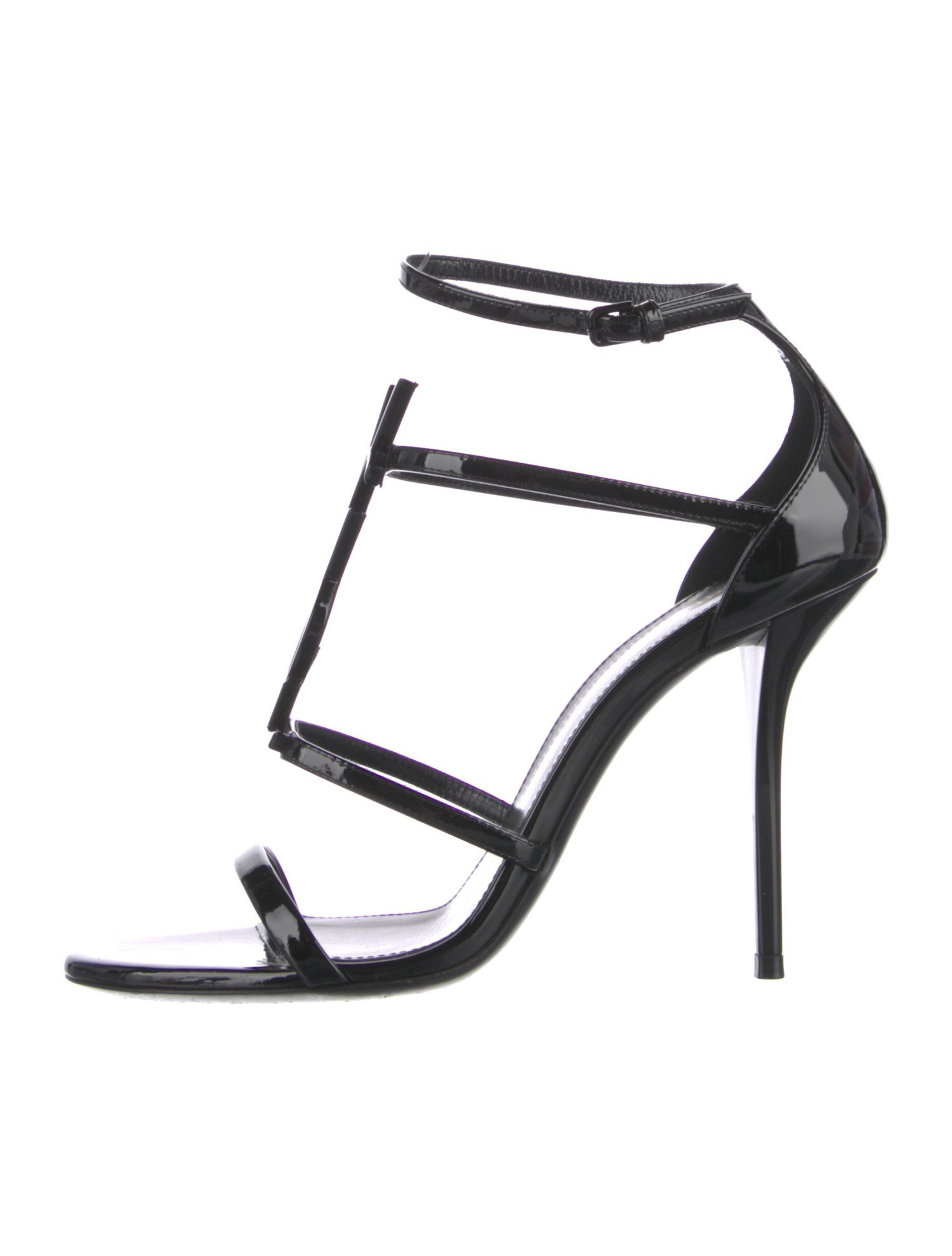 Saint Laurent Patent Leather T-Strap Sandals