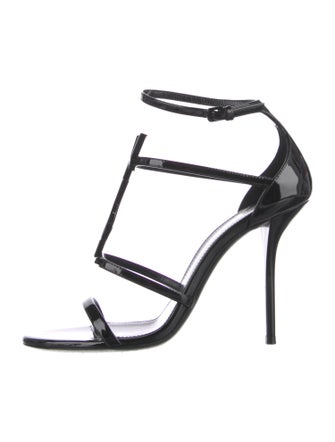 Saint Laurent Patent Leather T-Strap Sandals