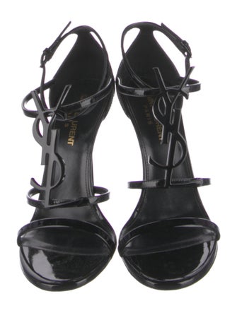 Saint Laurent Patent Leather T-Strap Sandals