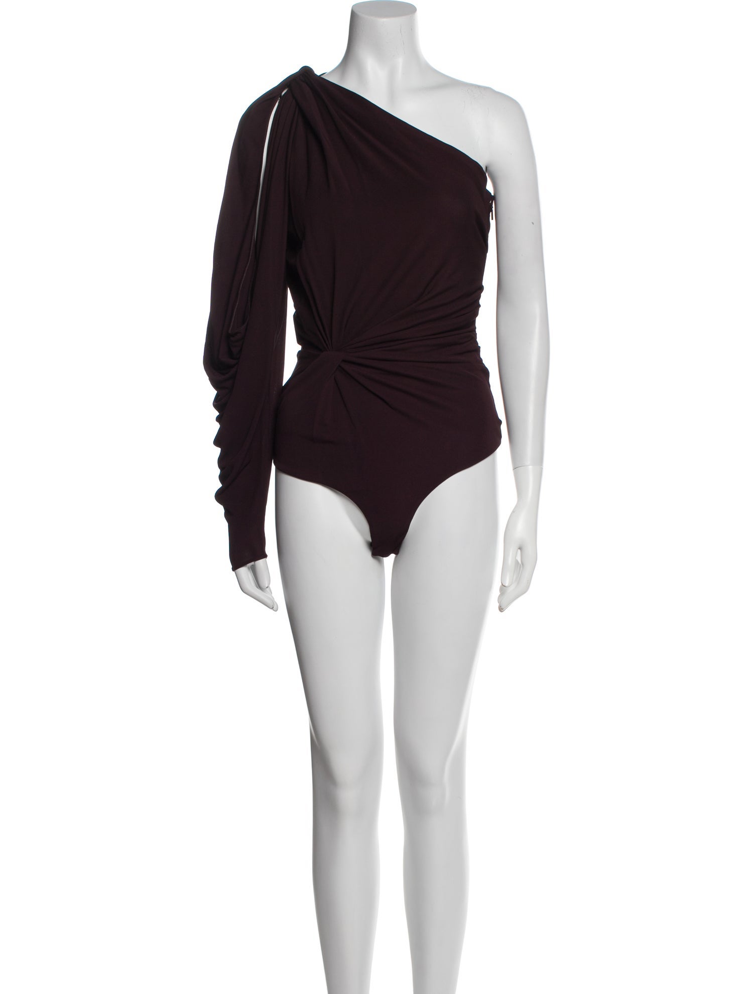 Saint Laurent One-Shoulder Long Sleeve Bodysuit