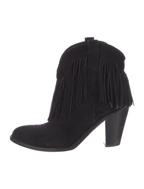 Saint Laurent Suede Fringe Trim Accent Western Boots