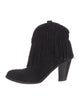 Saint Laurent Suede Fringe Trim Accent Western Boots
