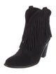 Saint Laurent Suede Fringe Trim Accent Western Boots