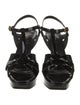 Saint Laurent Patent Leather Cutout Accent T-Strap Sandals