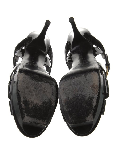 Saint Laurent Patent Leather Cutout Accent T-Strap Sandals