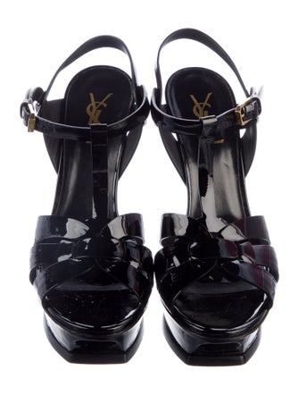 Saint Laurent Patent Leather T-Strap Sandals