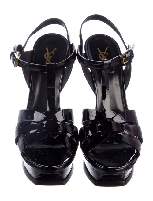 Saint Laurent Patent Leather T-Strap Sandals