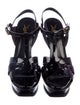 Saint Laurent Patent Leather T-Strap Sandals