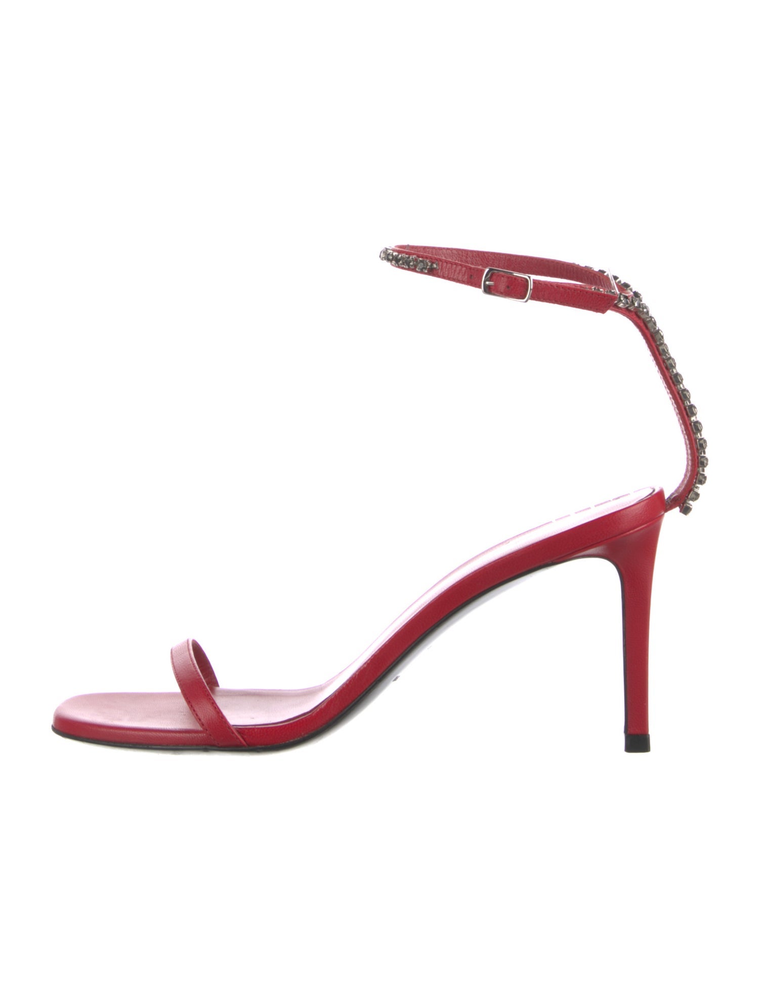 Saint Laurent Leather Crystal Embellishments Sandals