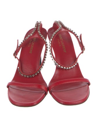 Saint Laurent Leather Crystal Embellishments Sandals