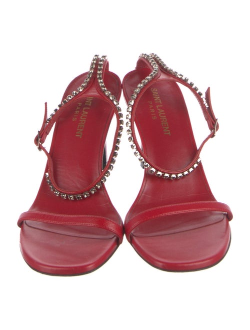 Saint Laurent Leather Crystal Embellishments Sandals