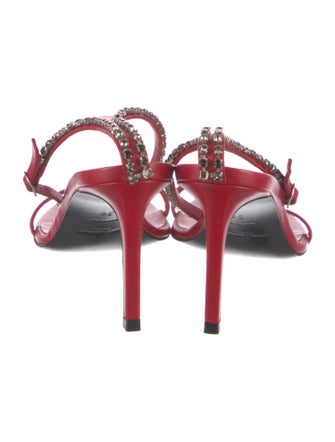 Saint Laurent Leather Crystal Embellishments Sandals