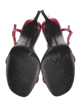 Saint Laurent Leather Crystal Embellishments Sandals