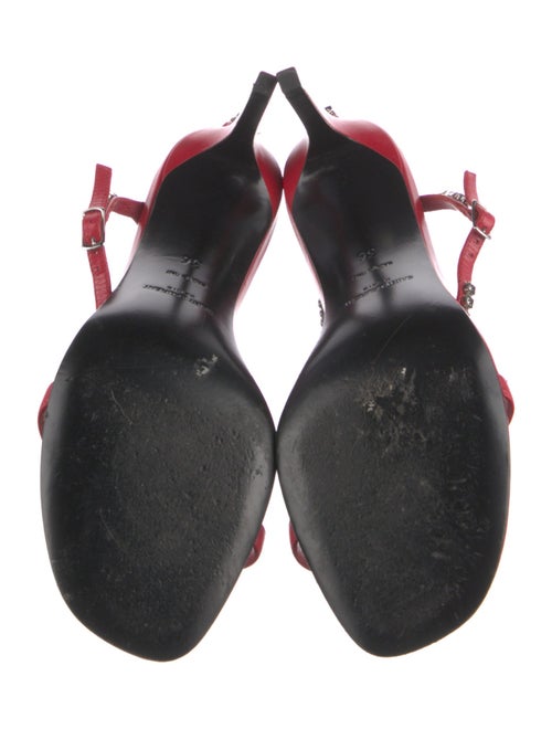 Saint Laurent Leather Crystal Embellishments Sandals