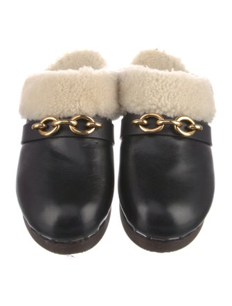 Saint Laurent Leather Chain-Link Accents Mules