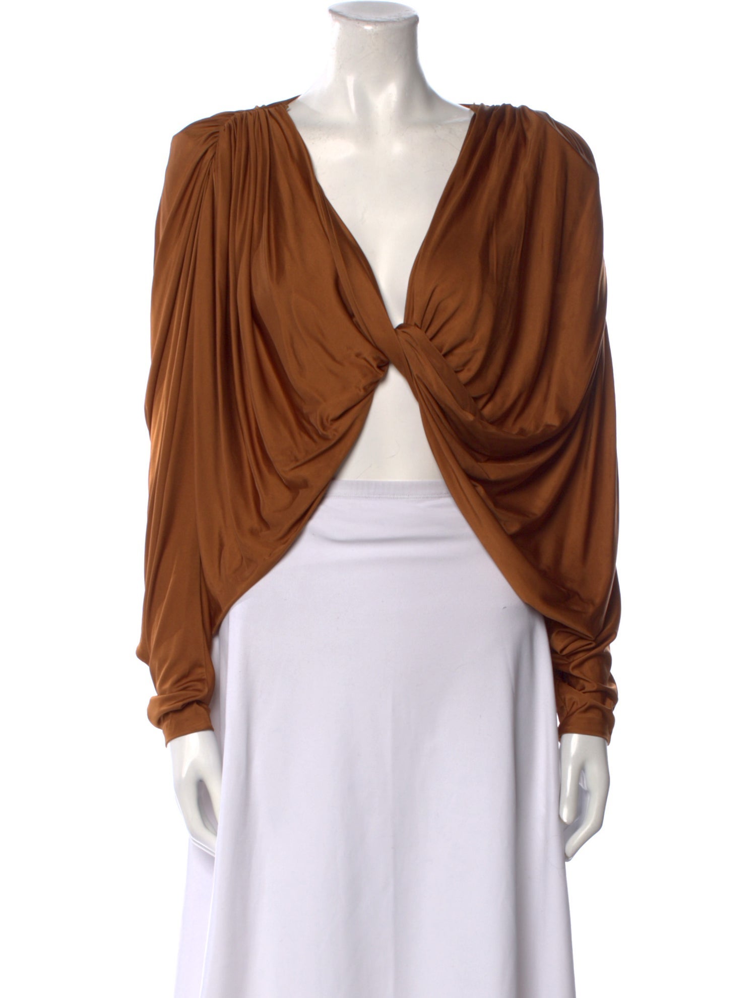 Saint Laurent V-Neck Long Sleeve Crop Top