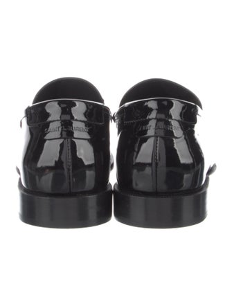 Saint Laurent Patent Leather Leather Trim Embellishment Loafers
