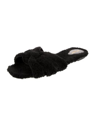Saint Laurent Shearling Cutout Accent Slides