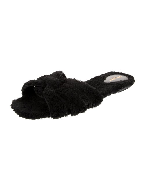 Saint Laurent Shearling Cutout Accent Slides