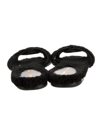 Saint Laurent Shearling Cutout Accent Slides