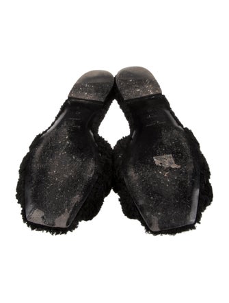 Saint Laurent Shearling Cutout Accent Slides