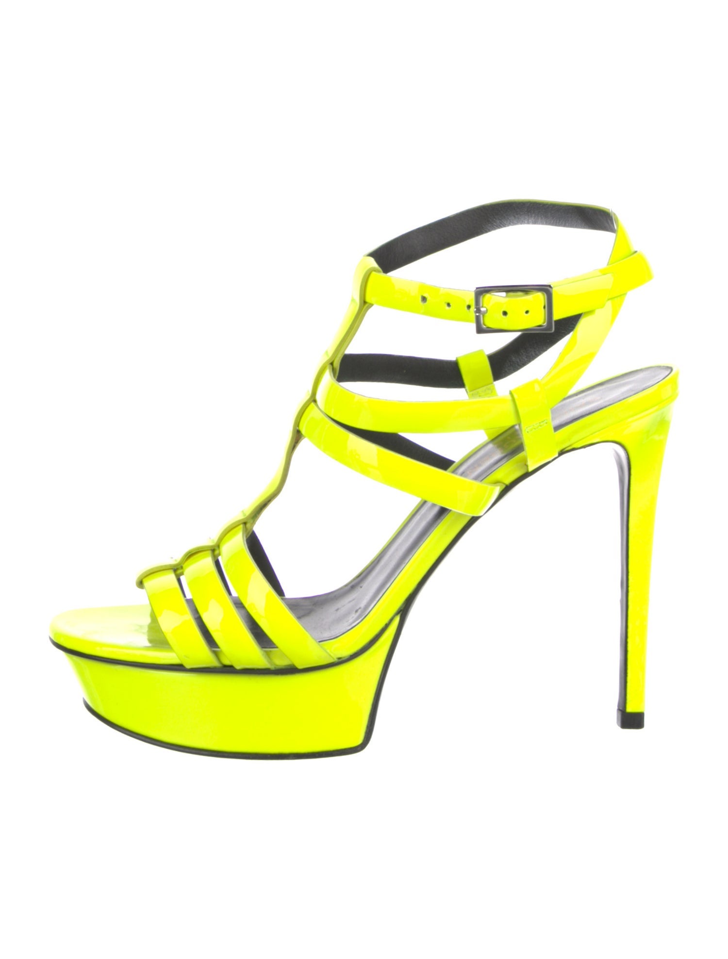 Saint Laurent Patent Leather T-Strap Sandals